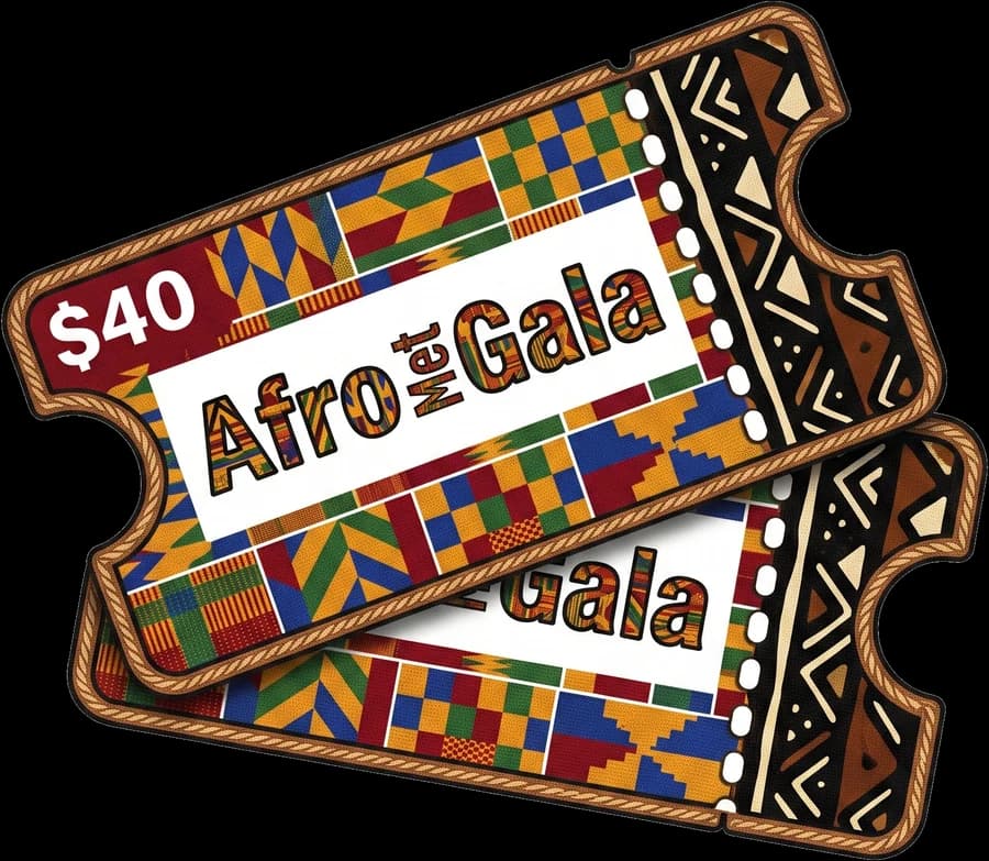 Afro Met Gala ticket illustration